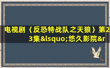 电视剧〈反恐特战队之天狼〉第23集‘悠久影院’视频