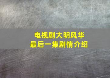 电视剧大明风华最后一集剧情介绍