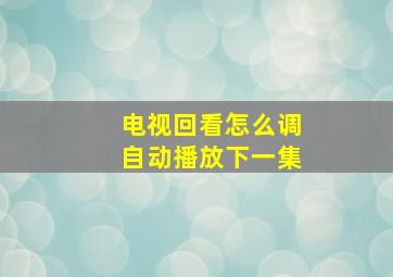 电视回看怎么调自动播放下一集