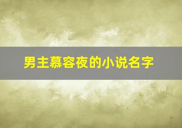 男主慕容夜的小说名字