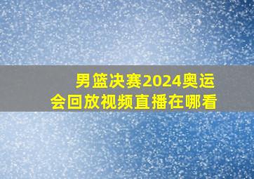 男篮决赛2024奥运会回放视频直播在哪看