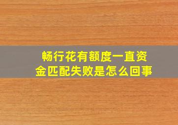 畅行花有额度一直资金匹配失败是怎么回事