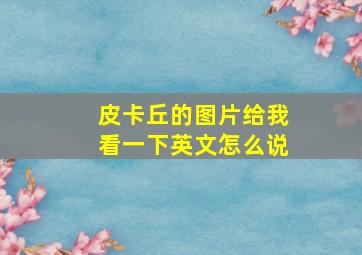 皮卡丘的图片给我看一下英文怎么说