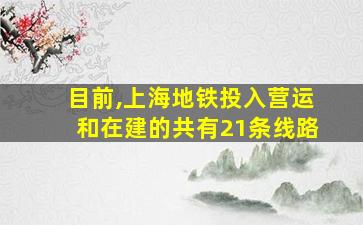 目前,上海地铁投入营运和在建的共有21条线路