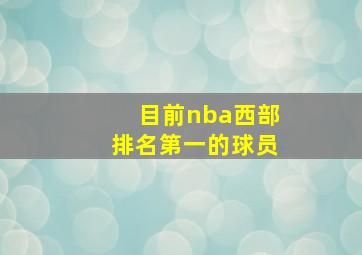 目前nba西部排名第一的球员