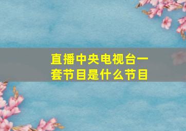 直播中央电视台一套节目是什么节目