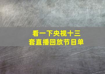 看一下央视十三套直播回放节目单