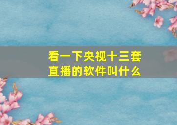 看一下央视十三套直播的软件叫什么