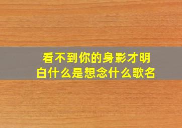 看不到你的身影才明白什么是想念什么歌名