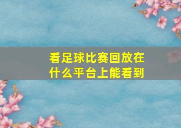 看足球比赛回放在什么平台上能看到