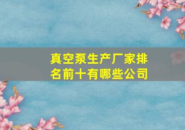 真空泵生产厂家排名前十有哪些公司