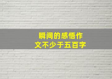 瞬间的感悟作文不少于五百字