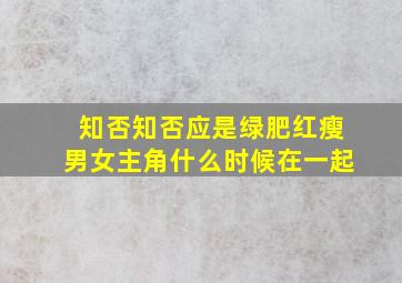 知否知否应是绿肥红瘦男女主角什么时候在一起