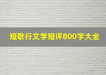 短歌行文学短评800字大全