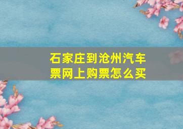 石家庄到沧州汽车票网上购票怎么买