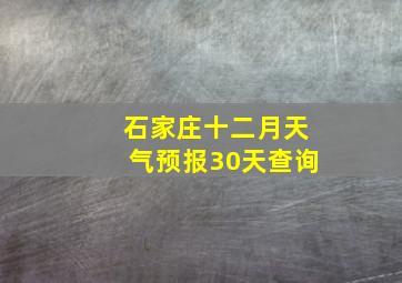 石家庄十二月天气预报30天查询