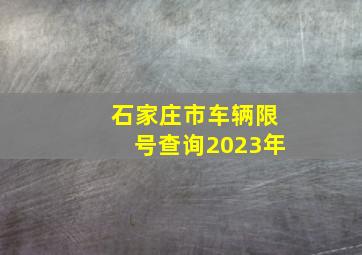 石家庄市车辆限号查询2023年