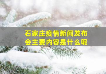 石家庄疫情新闻发布会主要内容是什么呢