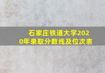 石家庄铁道大学2020年录取分数线及位次表