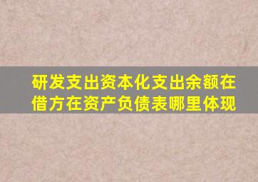 研发支出资本化支出余额在借方在资产负债表哪里体现