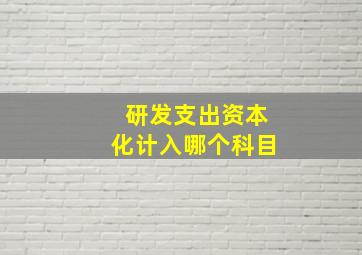 研发支出资本化计入哪个科目