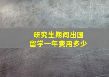 研究生期间出国留学一年费用多少