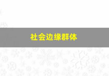 社会边缘群体