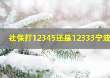 社保打12345还是12333宁波的