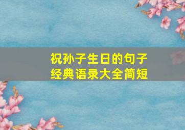 祝孙子生日的句子经典语录大全简短