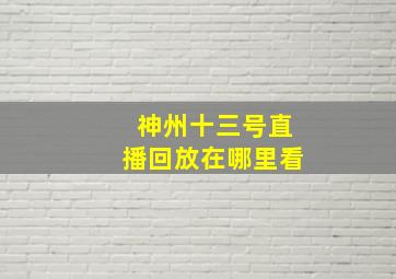 神州十三号直播回放在哪里看