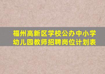 福州高新区学校公办中小学幼儿园教师招聘岗位计划表