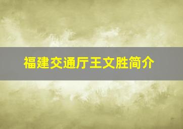 福建交通厅王文胜简介