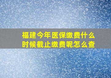 福建今年医保缴费什么时候截止缴费呢怎么查