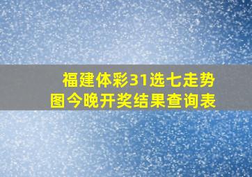 福建体彩31选七走势图今晚开奖结果查询表