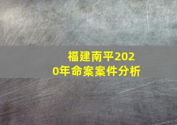 福建南平2020年命案案件分析