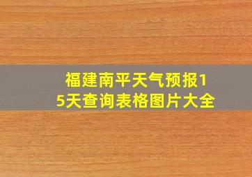 福建南平天气预报15天查询表格图片大全