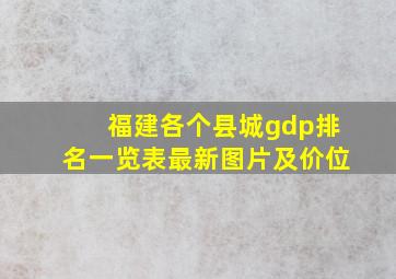 福建各个县城gdp排名一览表最新图片及价位