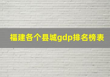 福建各个县城gdp排名榜表