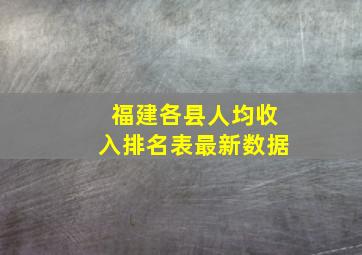 福建各县人均收入排名表最新数据