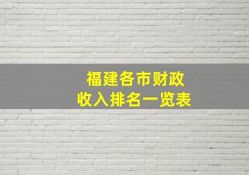 福建各市财政收入排名一览表