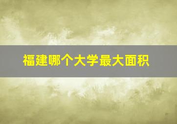 福建哪个大学最大面积