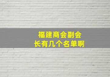 福建商会副会长有几个名单啊