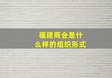 福建商会是什么样的组织形式