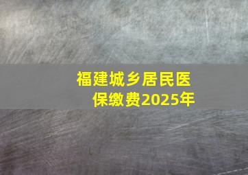 福建城乡居民医保缴费2025年