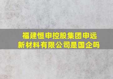 福建恒申控股集团申远新材料有限公司是国企吗