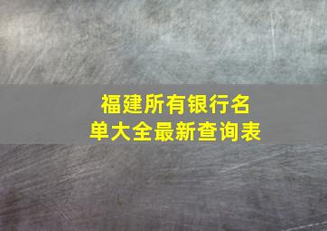 福建所有银行名单大全最新查询表