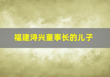 福建浔兴董事长的儿子