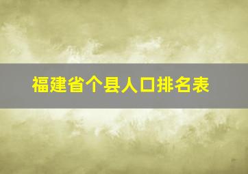 福建省个县人口排名表