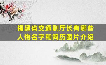 福建省交通副厅长有哪些人物名字和简历图片介绍