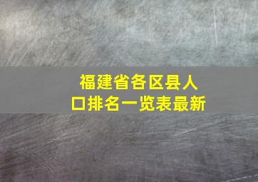 福建省各区县人口排名一览表最新